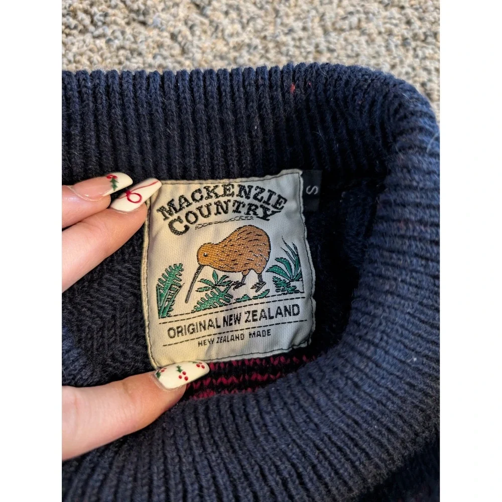 Mackenzie Country‎ Mens Knit Sweater Navy Red Green New Zealand Made Size S